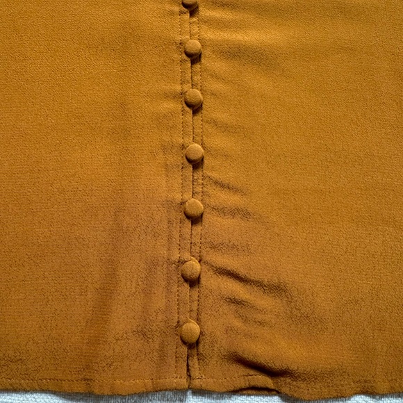 Madewell Ochre Brown Crepe Vneck Button Front Dress S - Picture 3 of 8